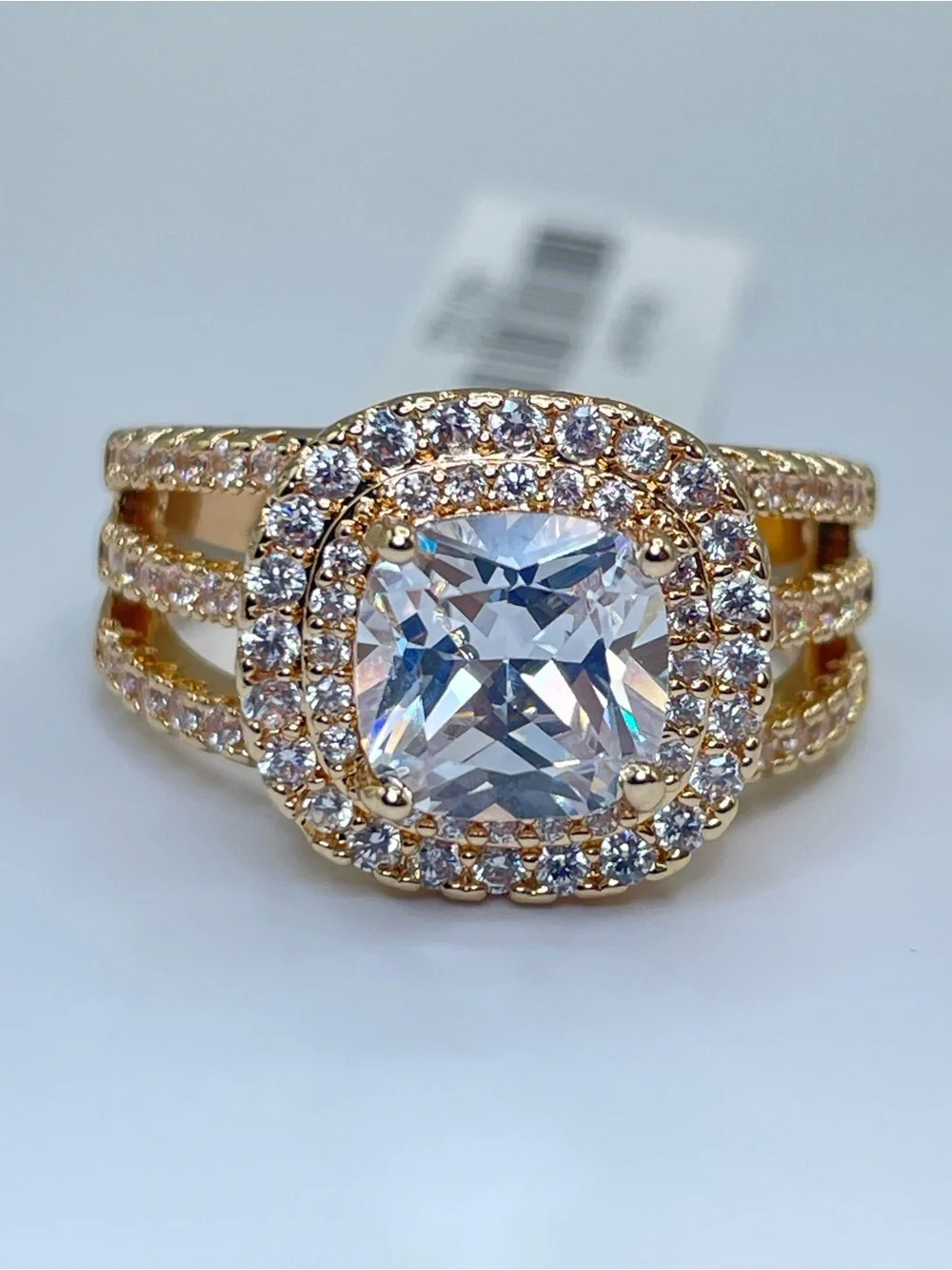 Swarovski Crystal Elements White Crystal Halo Statement Bold Ring Sz 9